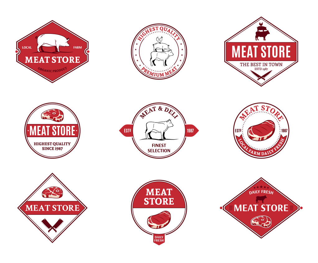 肉店标签和设计元素图片