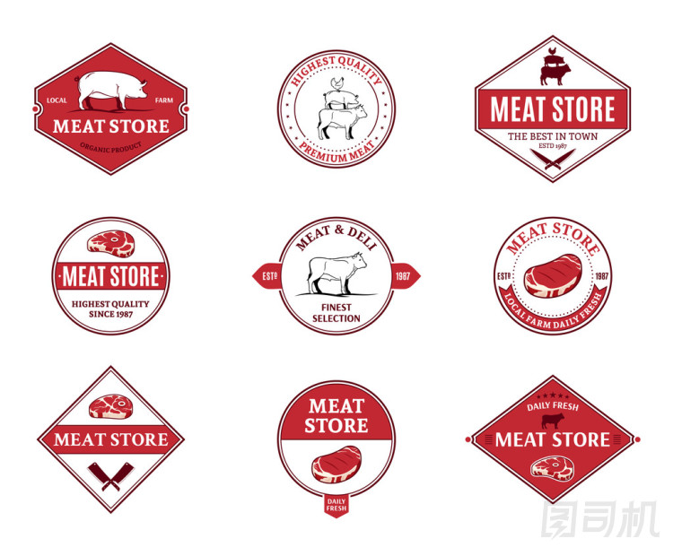 肉店標簽和設(shè)計元素圖片
