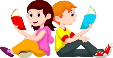 男孩和女孩读的书照片