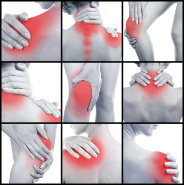 拼貼代表有疼痛的女人圖片