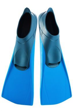 孤立在白色背景上的潛水腳蹼照片