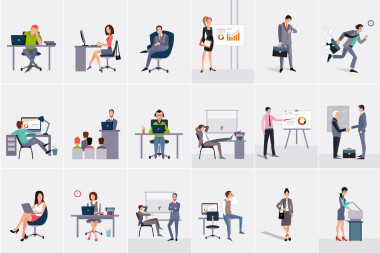 设计工作的商人