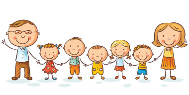 幸福的家庭，有很多孩子照片