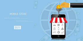 矢量在线购物新概念图片