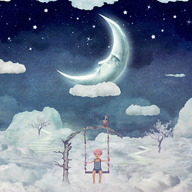 儿童对神奇云彩在天空之城