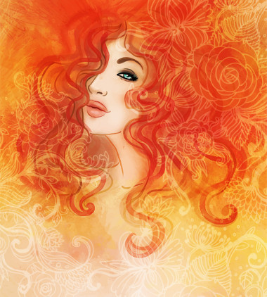 水彩女人臉.圖片