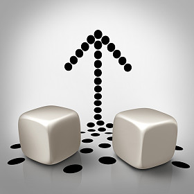 骰子箭头概念照片