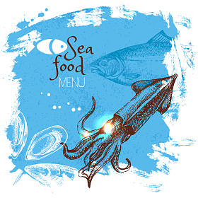 手绘草图海鲜