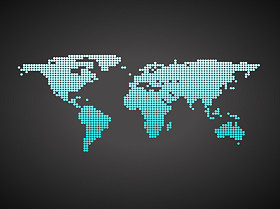 蓝色商务世界地图与国家边