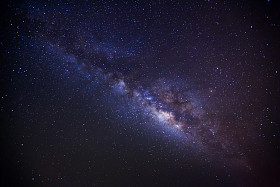 全景银河星系，长时间曝光的照片