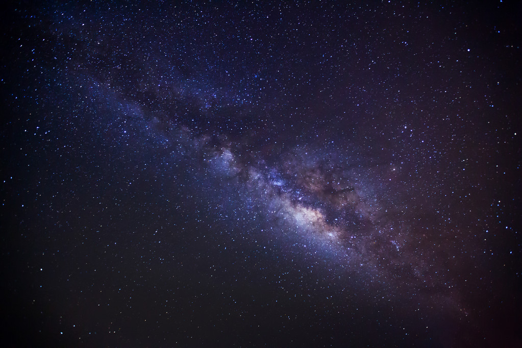 全景银河星系，长时间曝光的照片