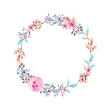 手繪水彩花花環(huán)
