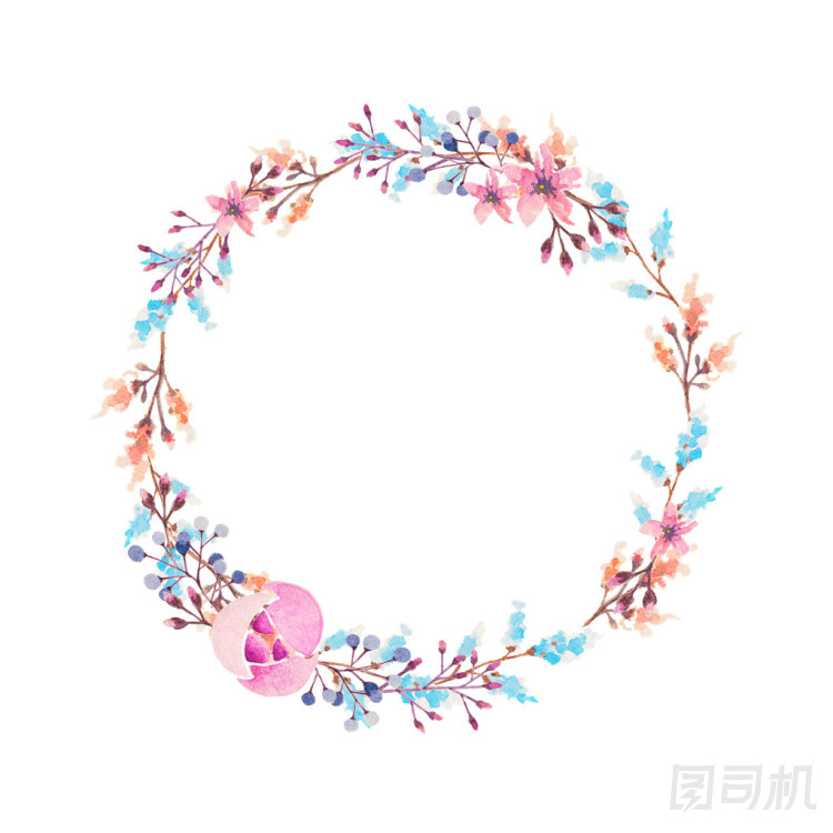 手繪水彩花花環(huán)