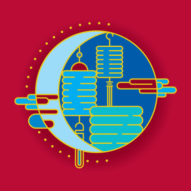 当代的月亮和灯笼图图片