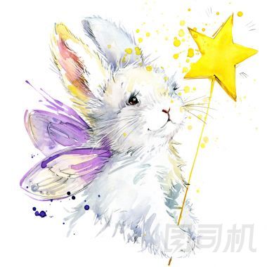 兔子仙女t恤圖形兔子仙子插圖與飛濺水彩紋理背景不尋常的例子