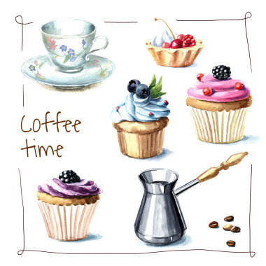 手繪水彩甜點(diǎn).圖片