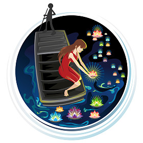 精神节日浮河灯笼图片