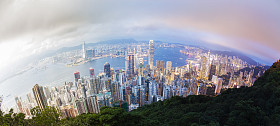 Hong 香港夜转全景天照片
