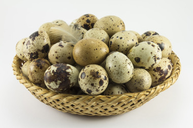鵪鶉蛋在柳條橢圓形照片
