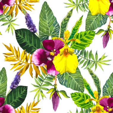 矢量插图与水彩花