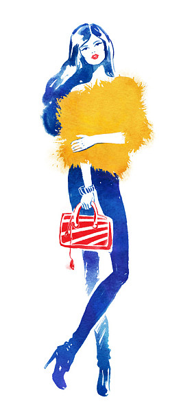 时装模特与红色的包