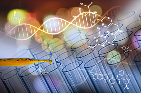 科学家实验室的试管在将来音照片