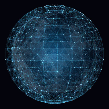 抽象的數(shù)字全球網(wǎng)絡(luò)。線框的插圖