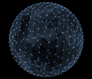 抽象的数字全球网络。线框的插图