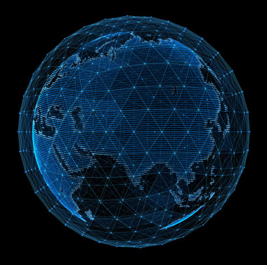 全球电信网络的抽象的地图