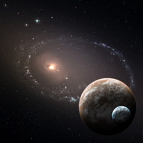 在深太空的两颗行星图片
