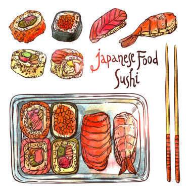 壽司手繪水彩集