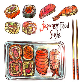 寿司手绘水彩集