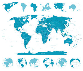 世界地图、 地球仪，洲-插图