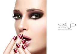 美容和化妆的概念。秋冬季时尚化妆