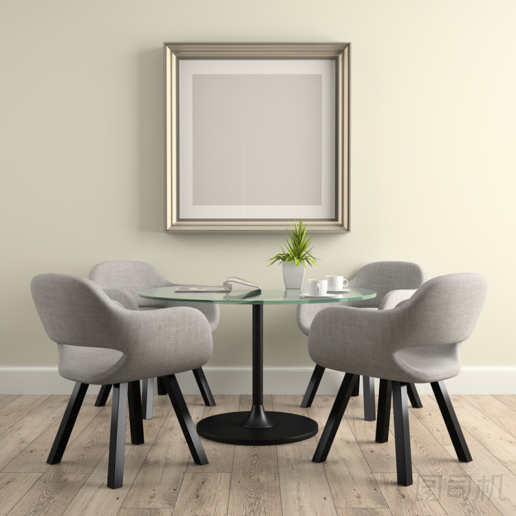 室內(nèi)與玻璃表 3d 渲染的一部份