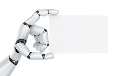举着空白牌子的机器人手