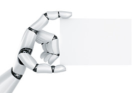 举着空白牌子的机器人手