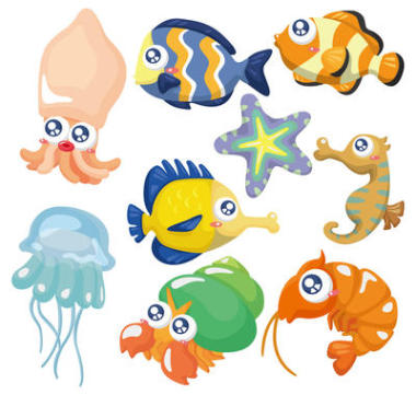 卡通魚集合，圖標(biāo)集圖片