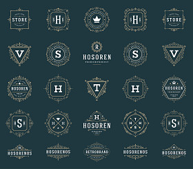 设置豪华标志模板华丽的书法优雅