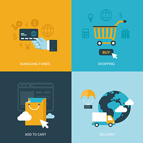 在线销售进程图标集图片