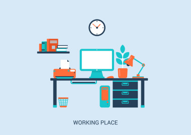 Flat style design of work place