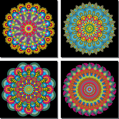 阿拉伯语或印度矢量圆装饰图案集