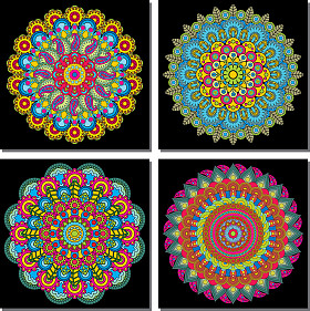 阿拉伯语或印度矢量圆装饰图案集