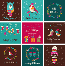 快乐圣诞设计问候卡-涂鸦插图