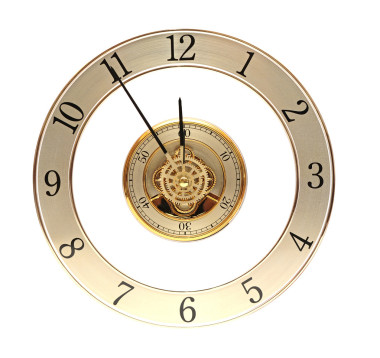 特写金色时钟与齿轮图片