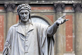 Dante Alighieri statue in Naples, Italy
