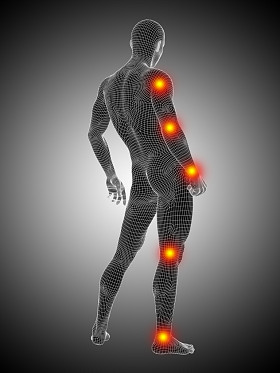 线框体与疼痛疼痛或炎症在黑白背景