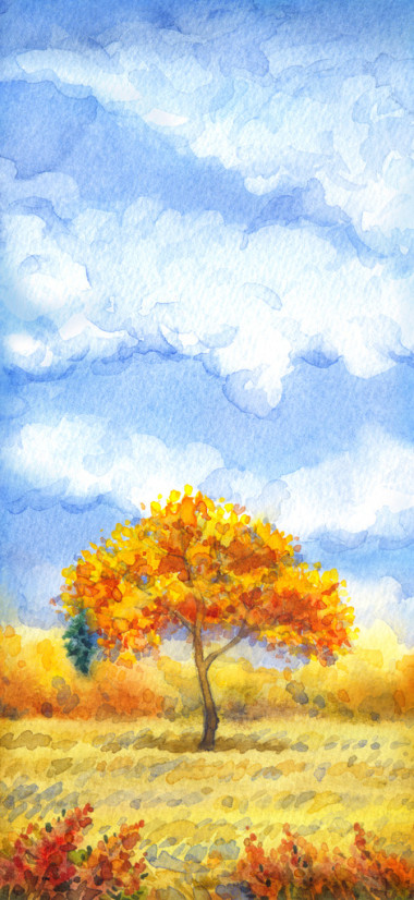 水彩风景的系列