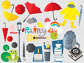 多雨的季节设计元素集图片