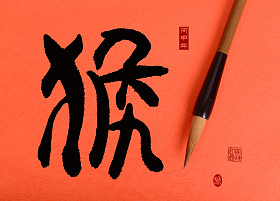 2016 是猴年，中国书法侯。翻译